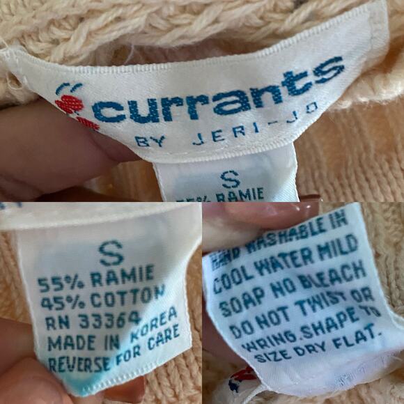 Vintage Ramie Cotton Sweater Vest Neutral V Neck Cropped XS - Picture 10 of 17